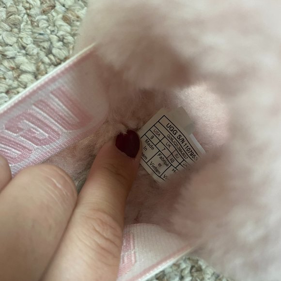 Pink Fuzzy Ugg Sandals, Size 9 - Picture 4 of 4
